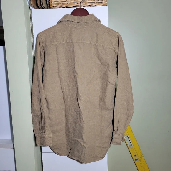 Linen tunic shirt blouse top oversized loose relaxedfit beige oatmeal size small - Picture 6 of 11